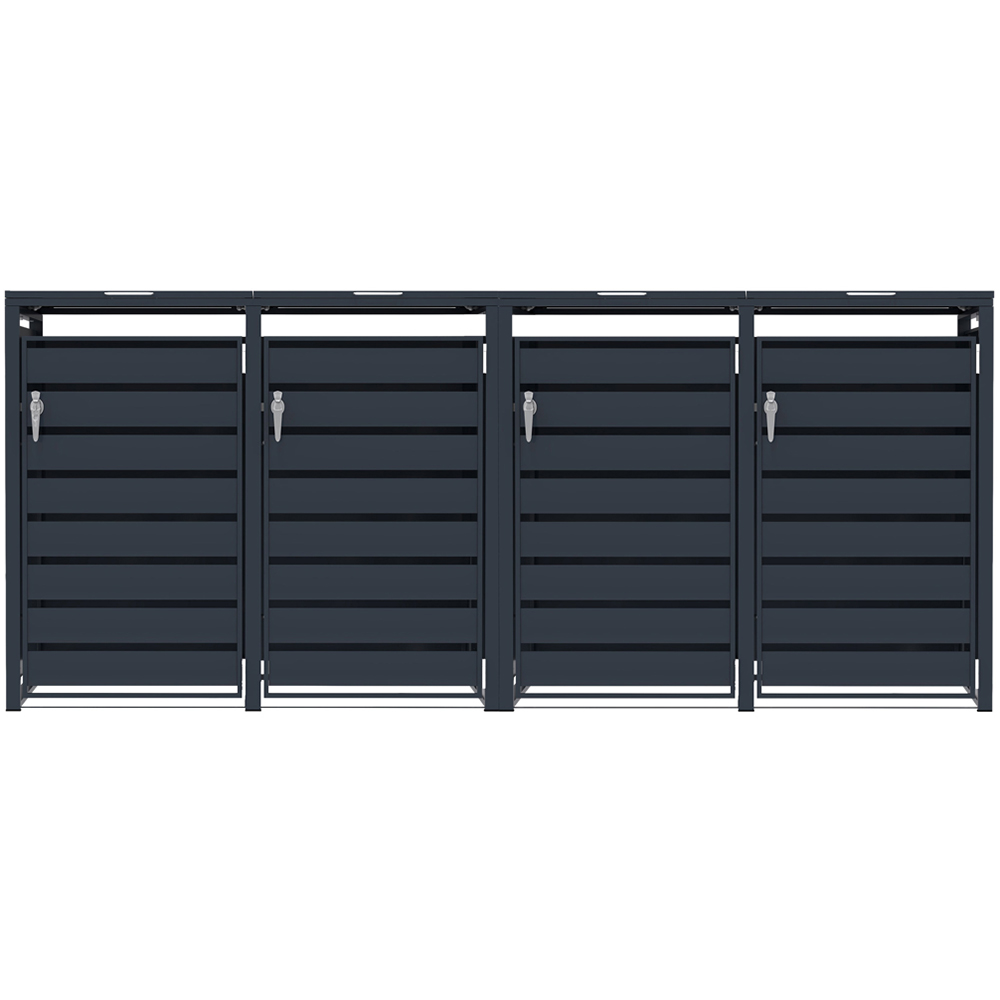 MonsterShop Anthracite Grey Metal 4 Wheelie Bin Storage Shed Image 1