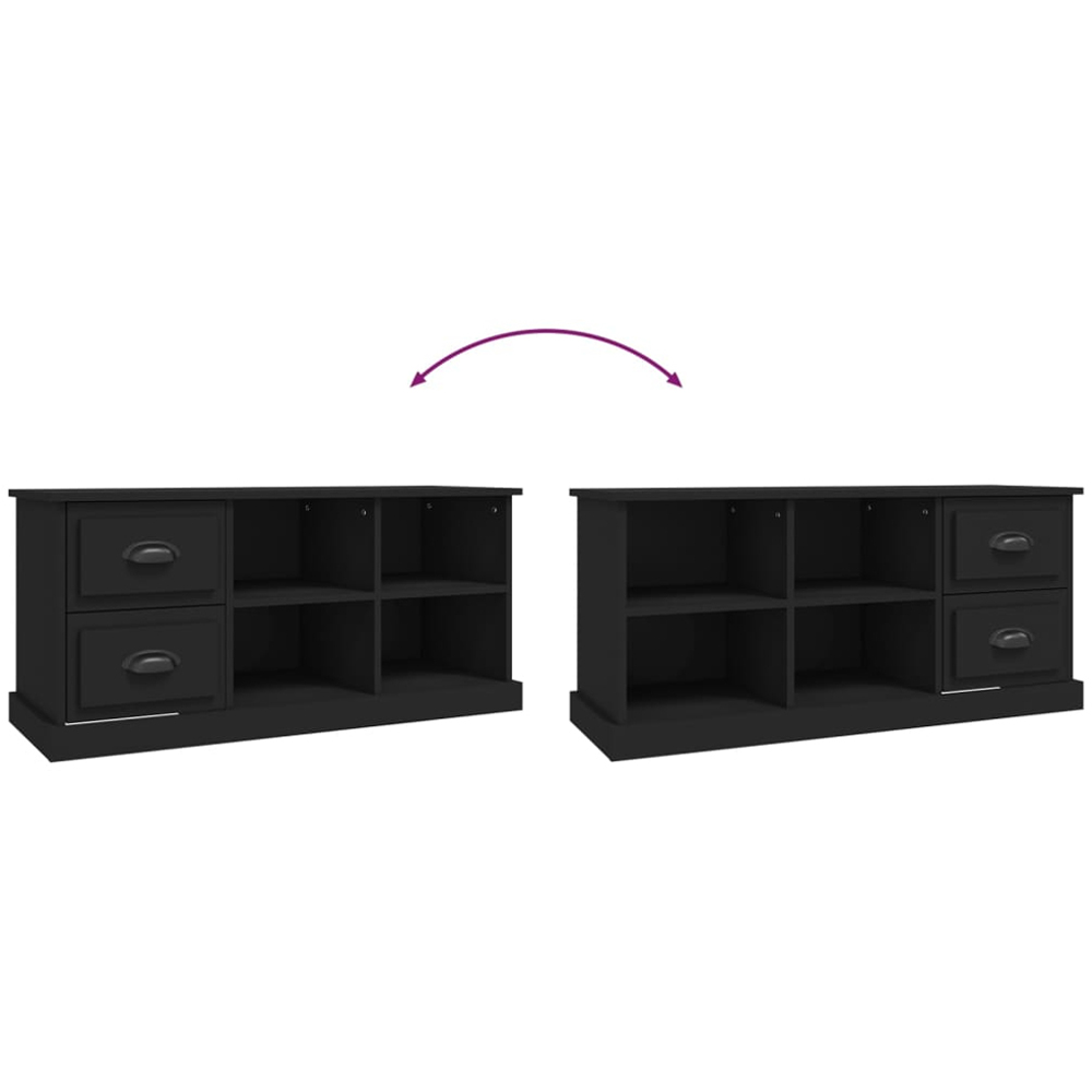 vidaXL 2 Drawer 4 Shelf Black TV Cabinet Image 7