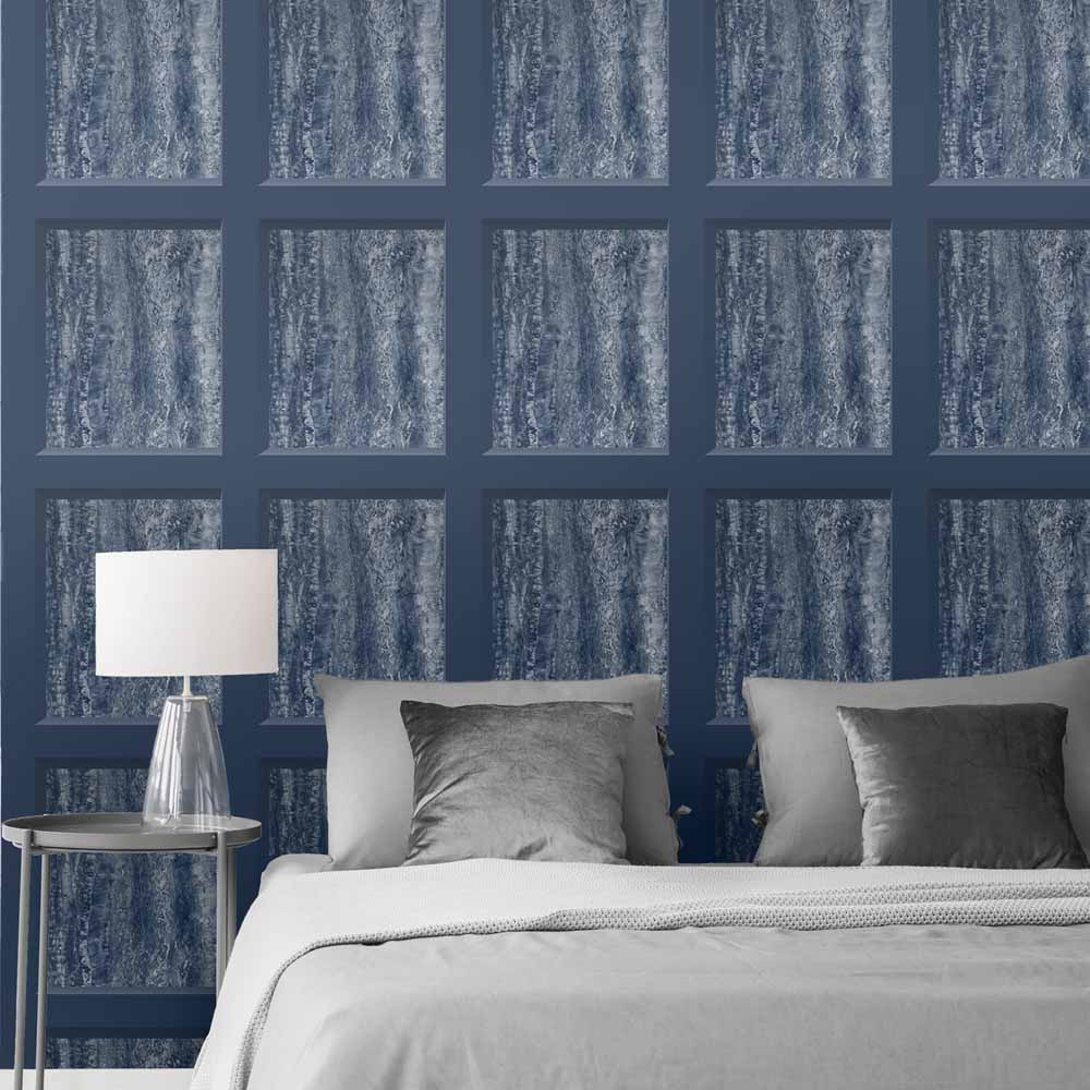 Muriva Eterna Marble Panel Blue Wallpaper Image 4