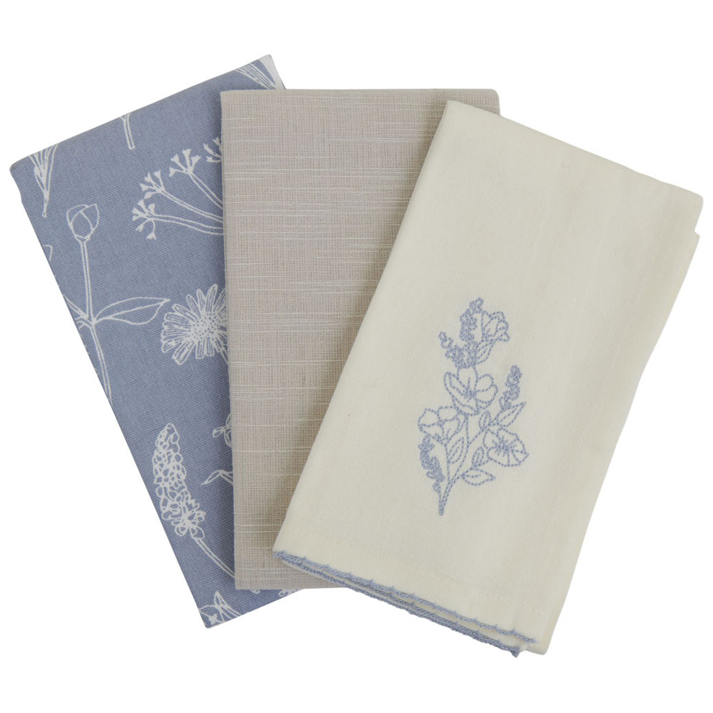 Wilko Floral Tea Towels 3 Pack Image 1
