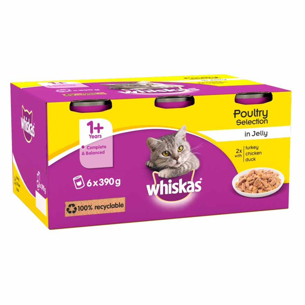 Whiskas Tinned Cat Food Poultry Selection in Jelly 6 x 390g Image 2