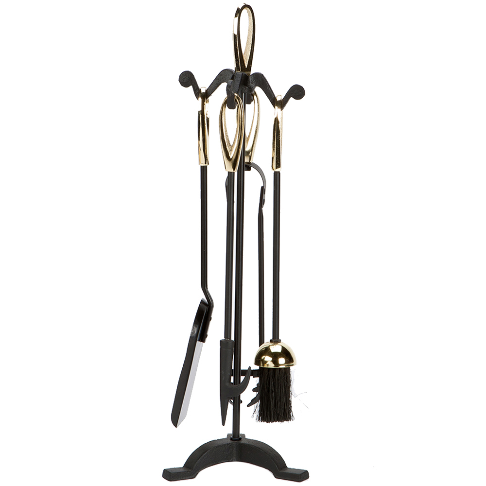 Inglenook Fireside 5 Piece Brass Heavy Duty Fireside Companion Set Image 1