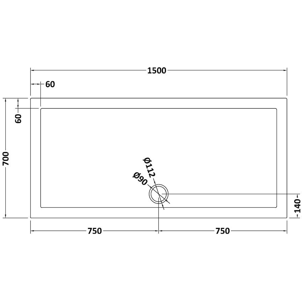 nuie Slate Grey Rectangular Shower Tray 1500 x 700mm Image 2