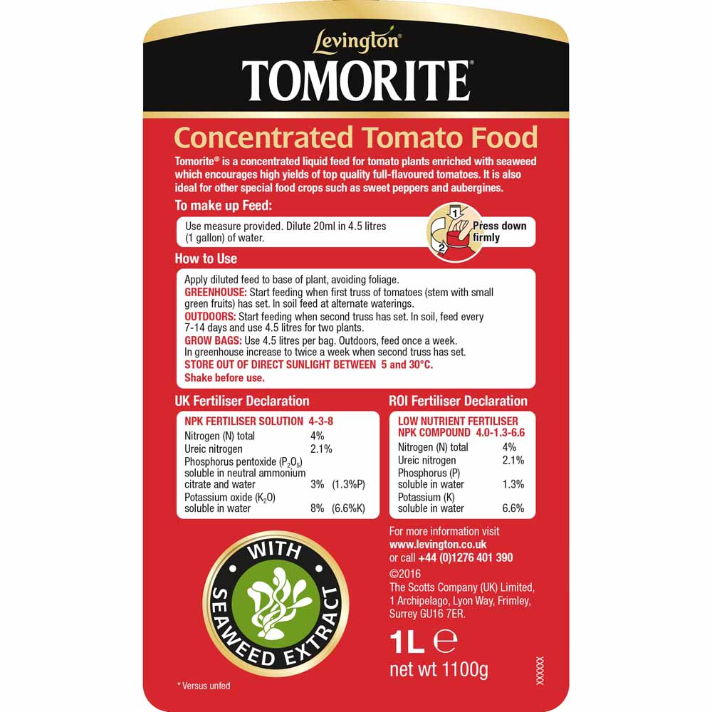 Levington Tomorite Liquid Tomato Fertiliser Bottle 1L Image 2
