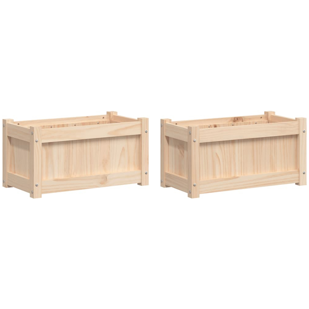 vidaXL Natural Solid Pine Wood Garden Planter 31 x 60 x 31cm 2 Pack Image 3