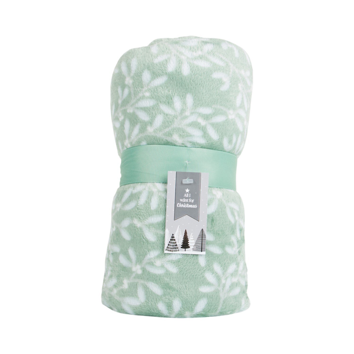 Mistletoe Kisses Fleece Throw Green Image 1