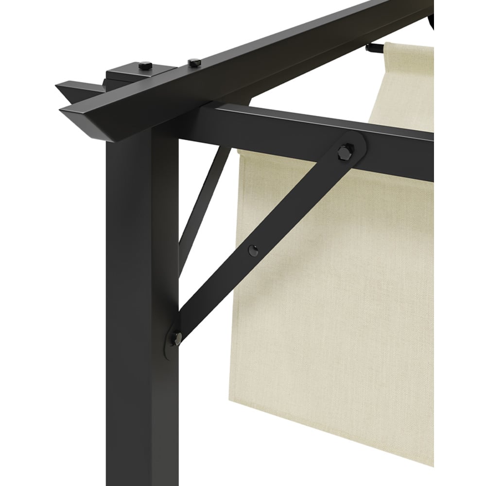 Living and Home Beige Square Metal Pergola Gazebo with Canopy 3 x 3m Image 6