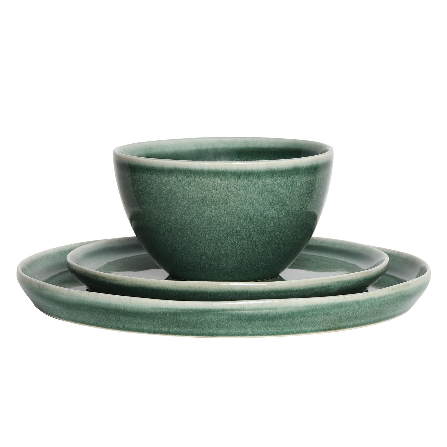 12 Piece Reactive Glaze Dinner Set - Green Image 1