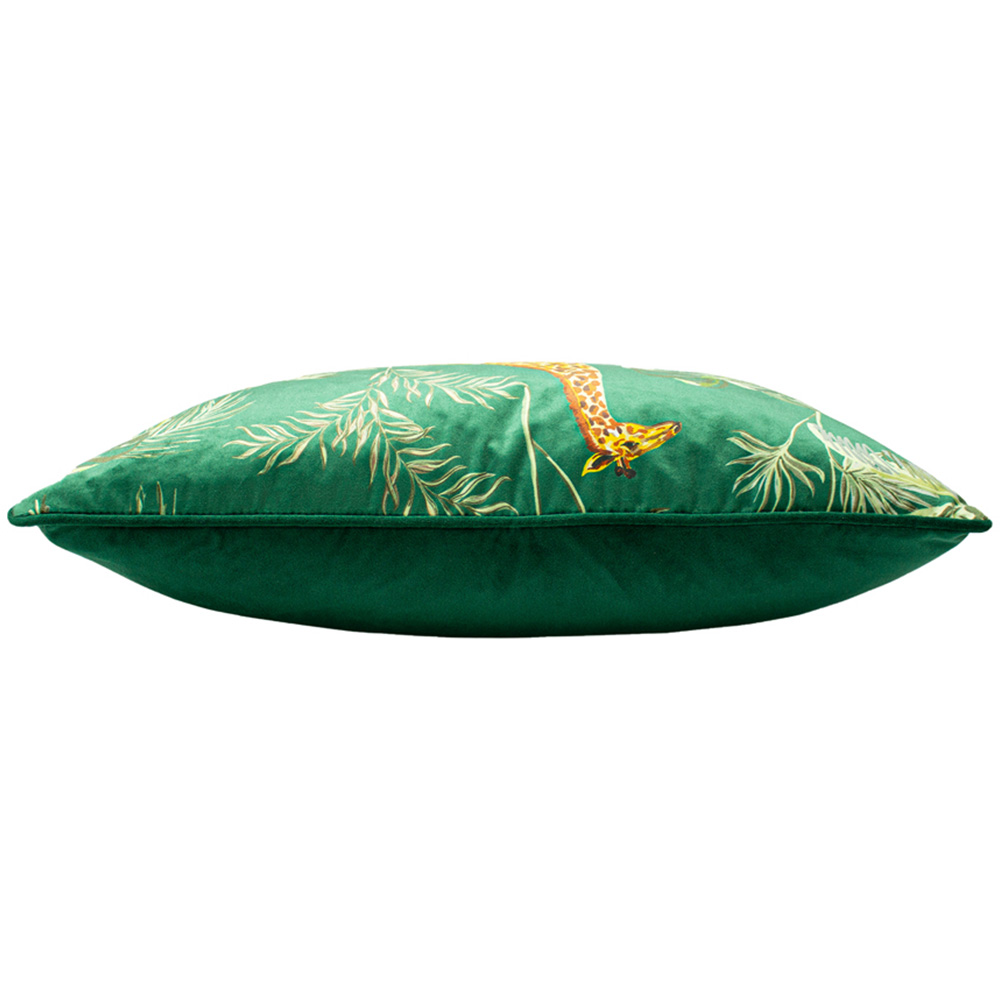 Paoletti Green Giraffe Palm Velvet Cushion Image 4