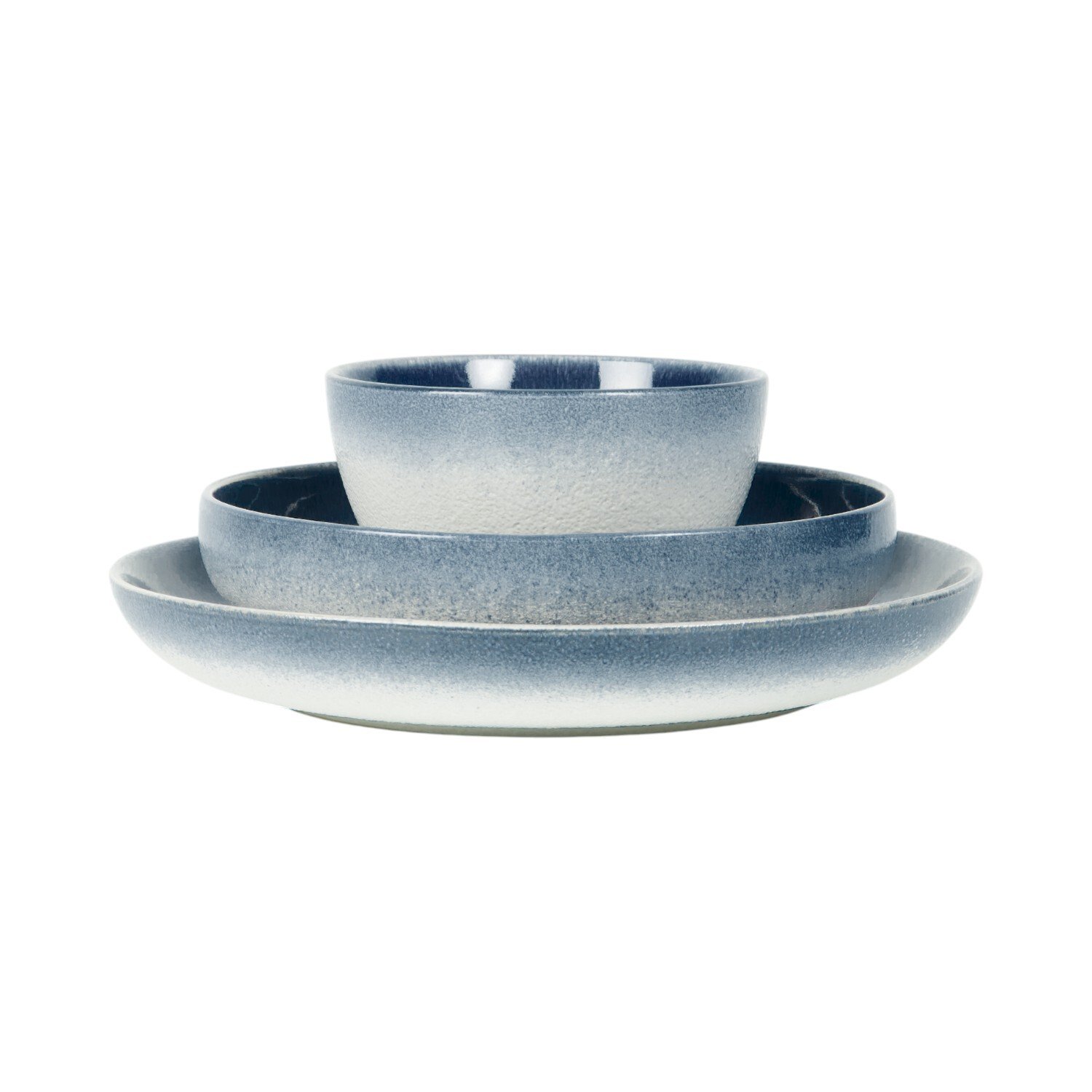 12 Piece Ombre Blue Textured Dinner Set Blue Image 4