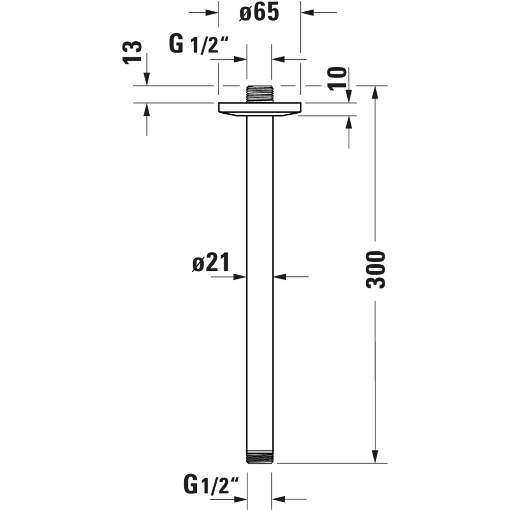 Duravit Polished Gold Ceiling Shower Arm 300mm Image 4