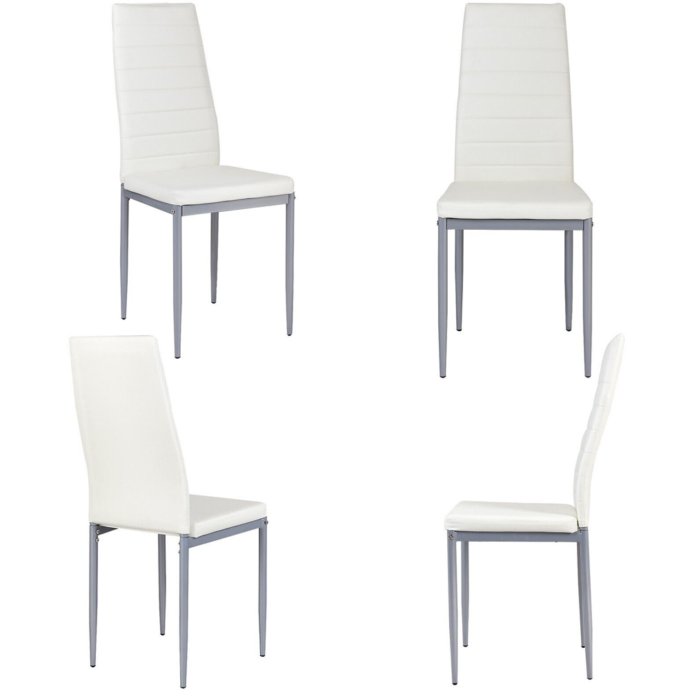 Costway Set of 4 White Upholstered High Back Dining Chairs Image 3