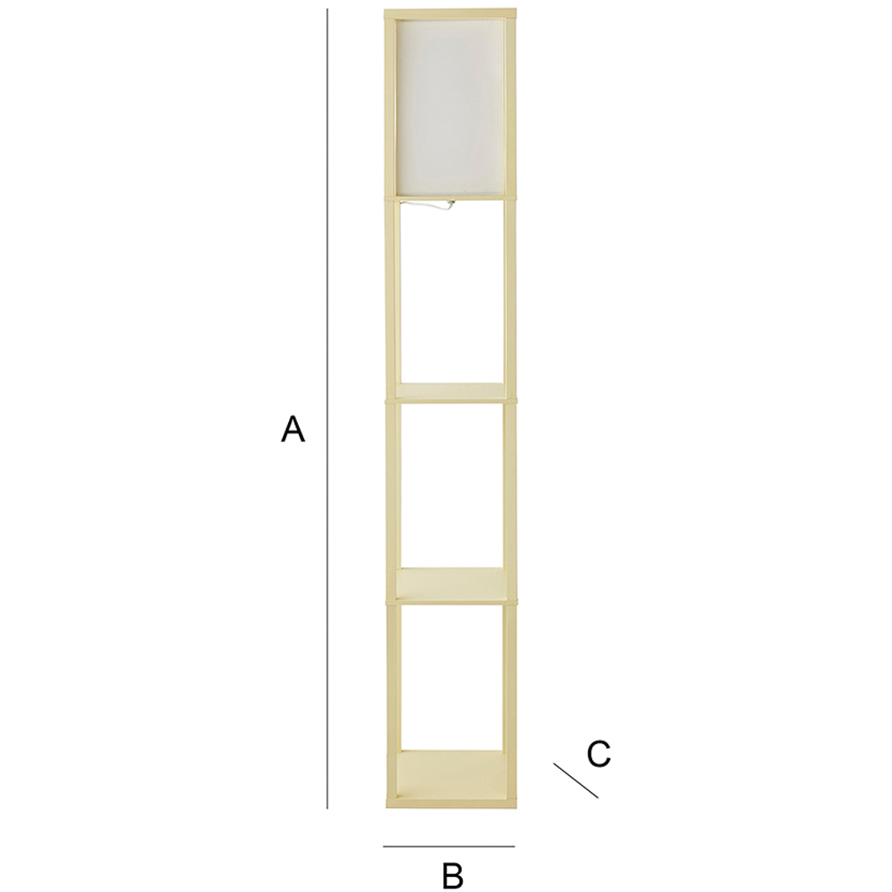 ValueLights Struttura Fabric Shade Yellow Shelving Unit Floor Lamp with Bulb Image 8