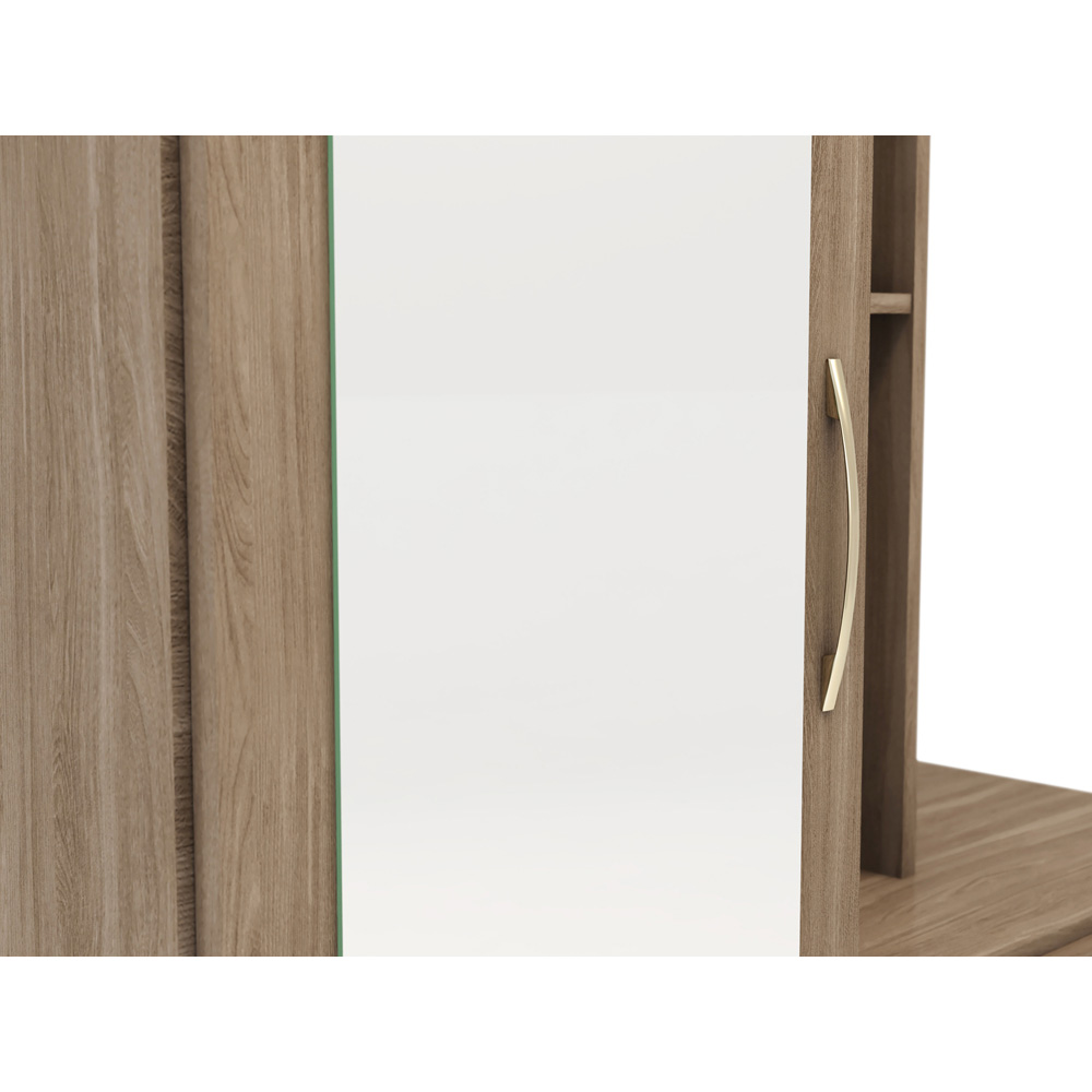 Seconique Nevada Single Door 2 Drawer Rustic Oak Mirrored Open Shelf Wardrobe Image 5