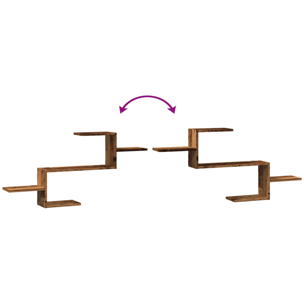 vidaXL 5 Shelf Old Wood Floating Wall Shelf Image 6