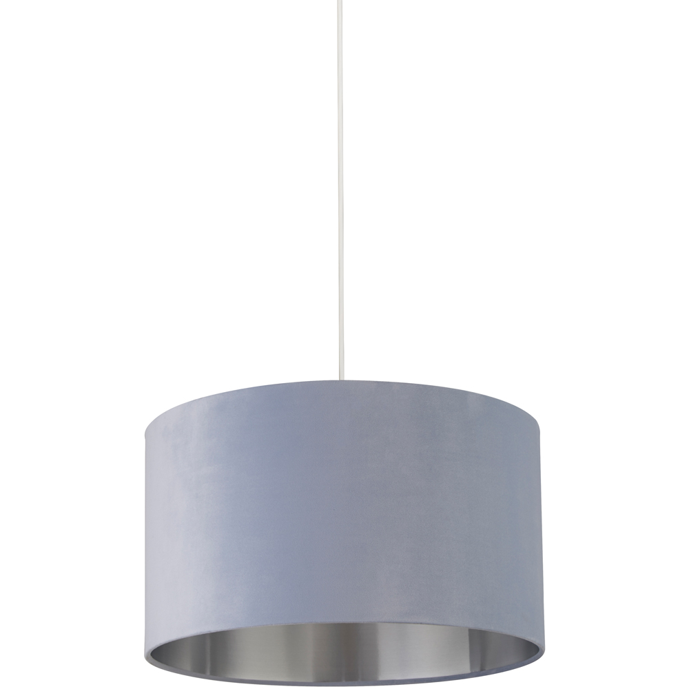 Lighting Collection Light Blue Silver Inner Velvet Drum Shade 45cm Image 1