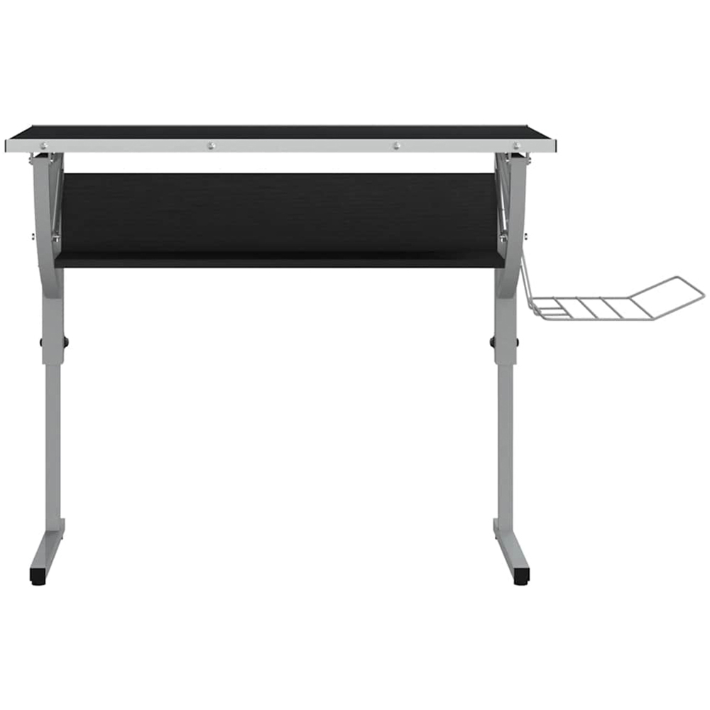 vidaXL Single Shelf Craft Desk with Magazine Rack Black and Grey Image 3