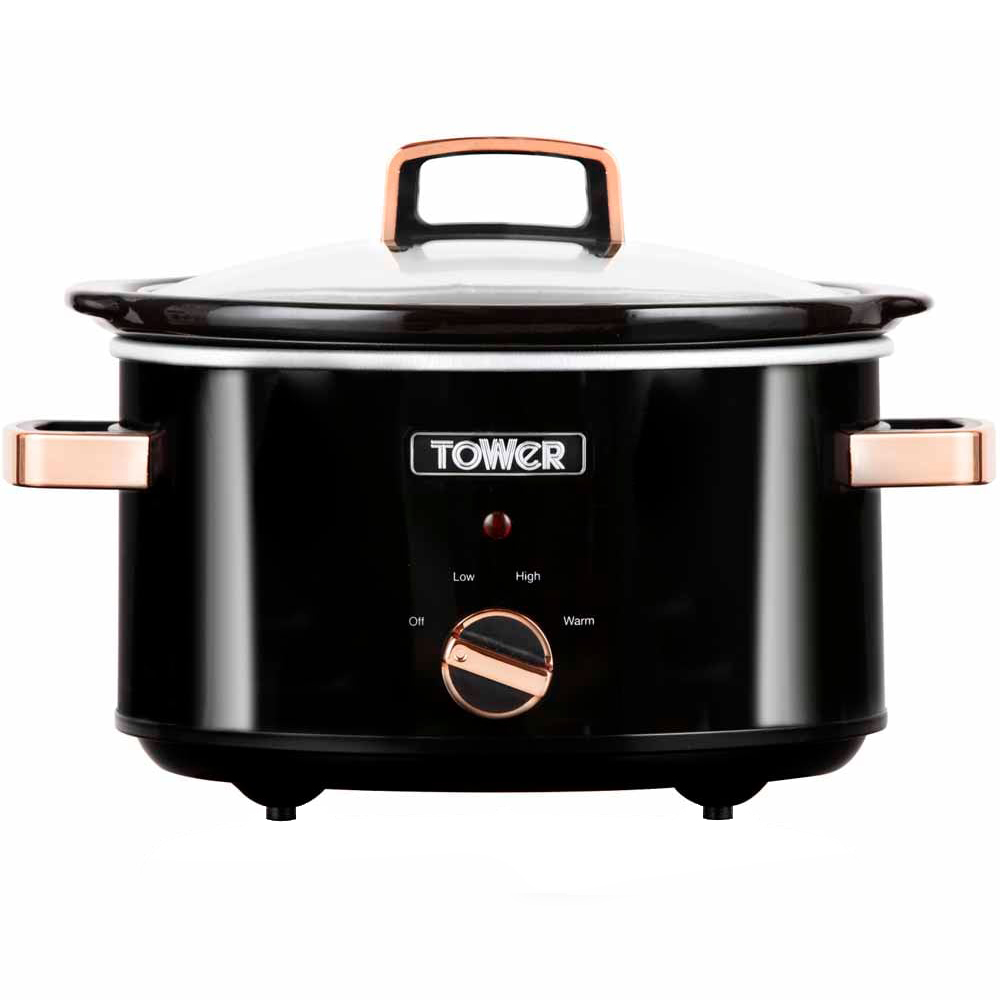 Tower T16018RG Black and Rose Gold 3.5L Slow Cooker Image 1