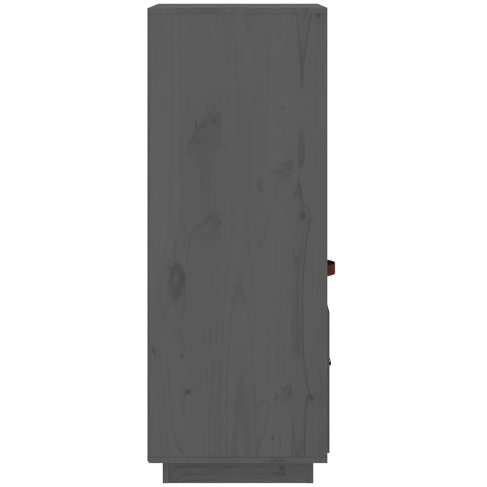 vidaXL Single Door Single Drawer 2 Shelf Grey Solid Pine Wood Highboard Image 7