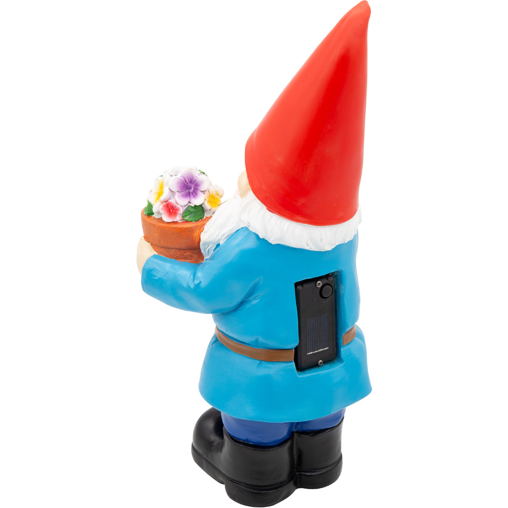 GardenKraft LED Solar Gnome with Flower Pot Light Up Garden Ornament Image 4