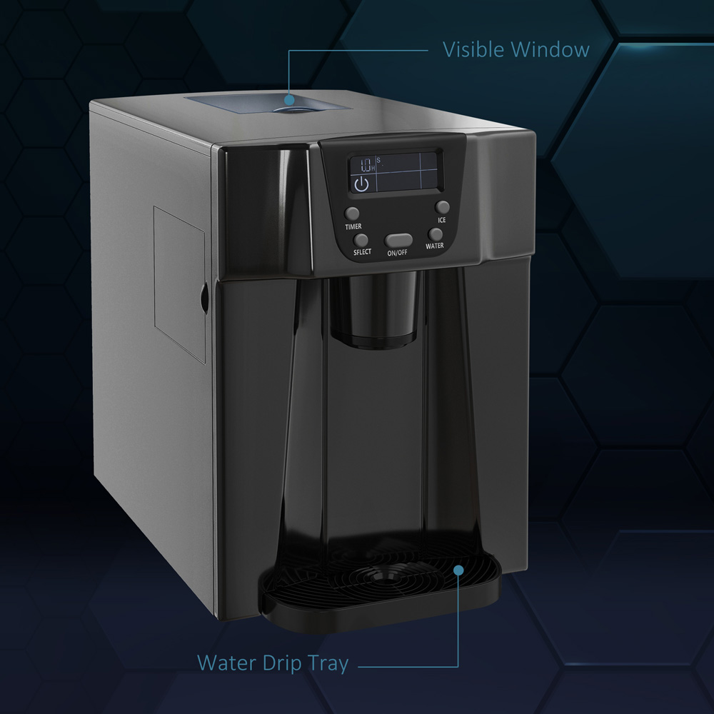 HOMCOM 800-141V70BK Black Ice Maker Machine and Water Dispenser 3L Image 3