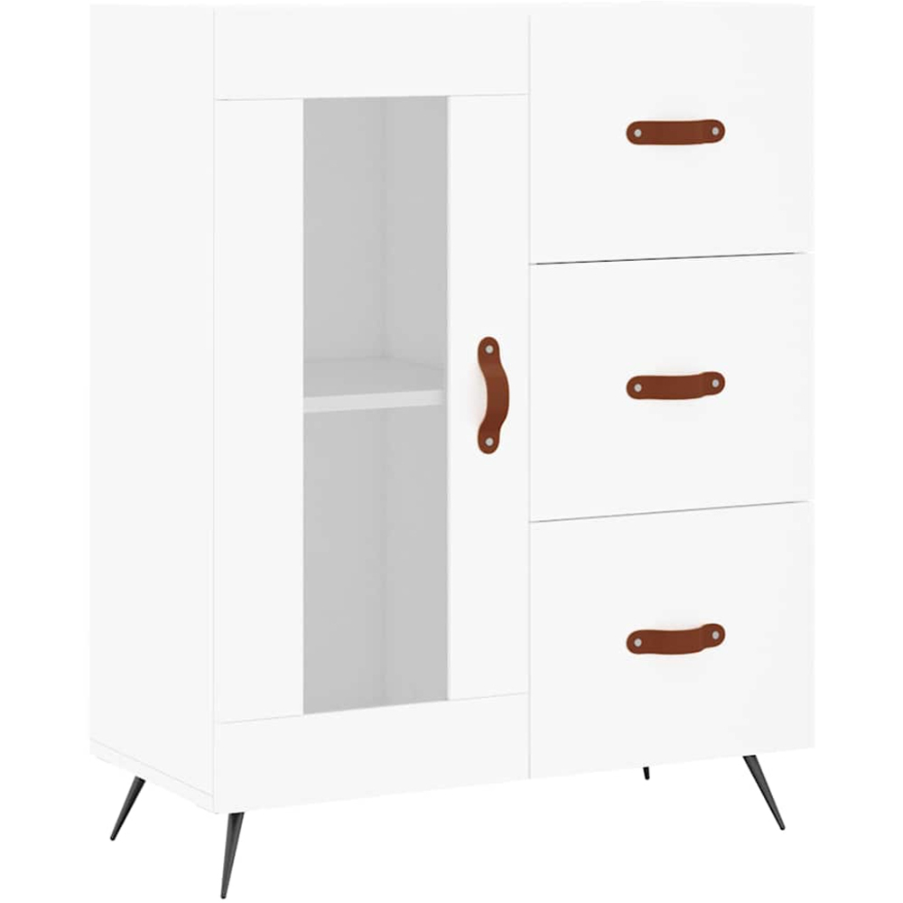 vidaXL Single Glass Door 3 Drawer White Sideboard Image 2