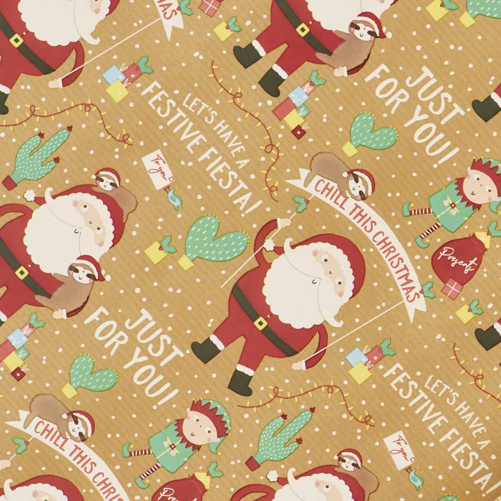 Wilko 10m Festive Fiesta Santa Wrapping Paper Image 2