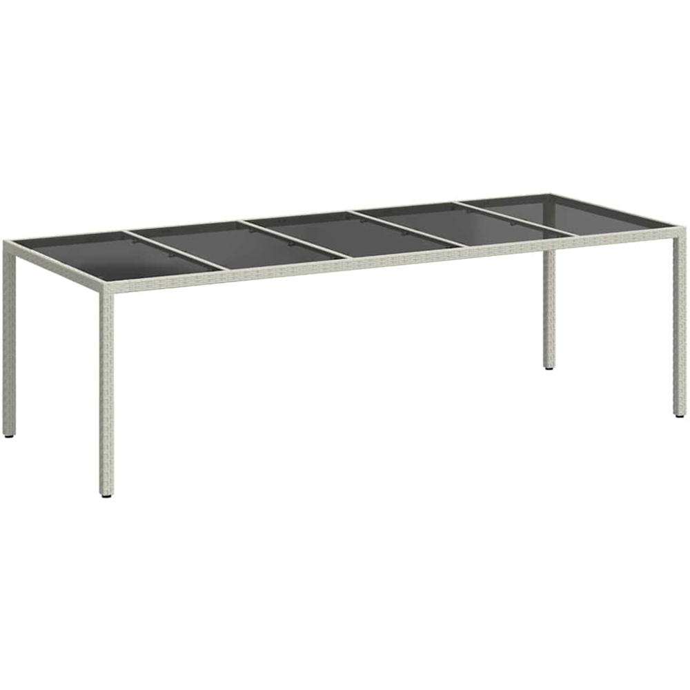 vidaXL 8 Seater White Polyrattan and Tempered Glass Garden Table Image 2