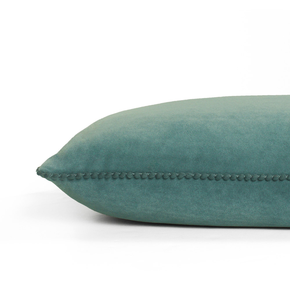 furn. Cosmo Blue Velvet Pom-Pom Cushion Image 3