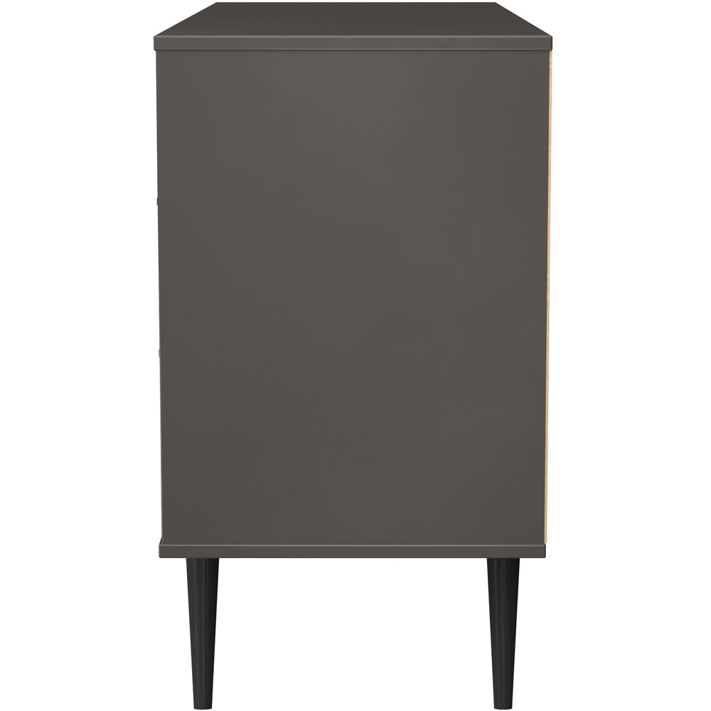 Crowndale Hong Kong 6 Drawer Slatt Effect and Graphite Wide Chest of Drawers Ready Assembled Image 3
