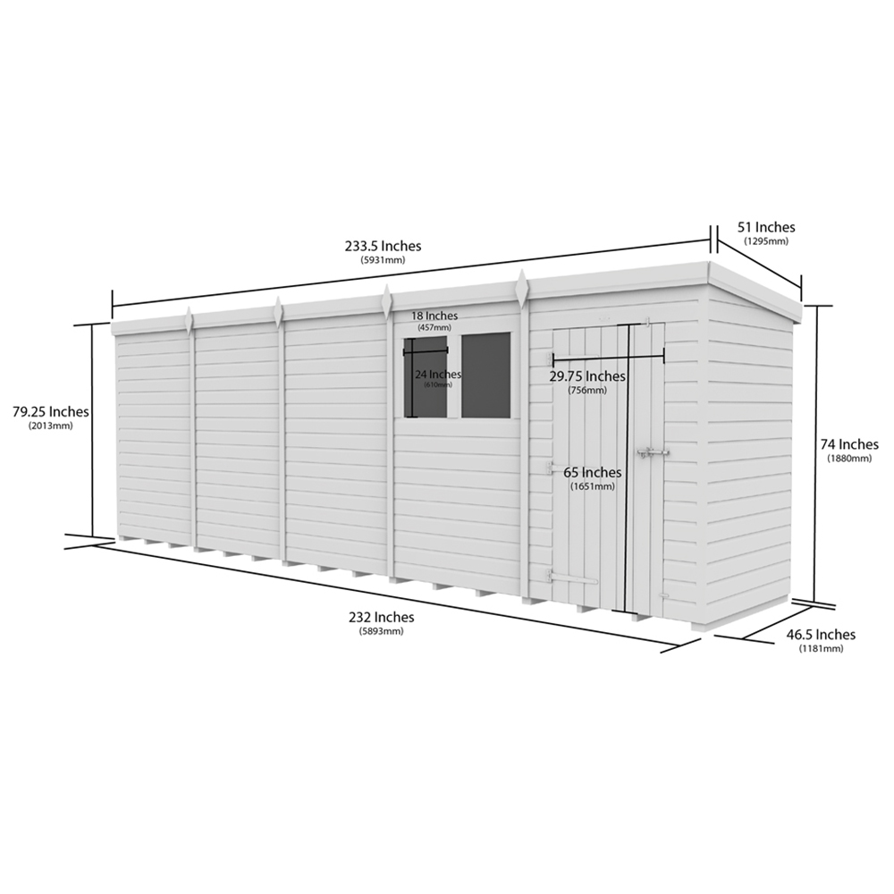 DIY Sheds 20 x 4ft Tongue and Groove Timber Pent Security Shed Image 8