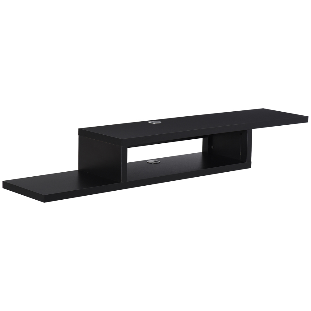 HOMCOM 2-Tier Black Floating TV Stand Image 2