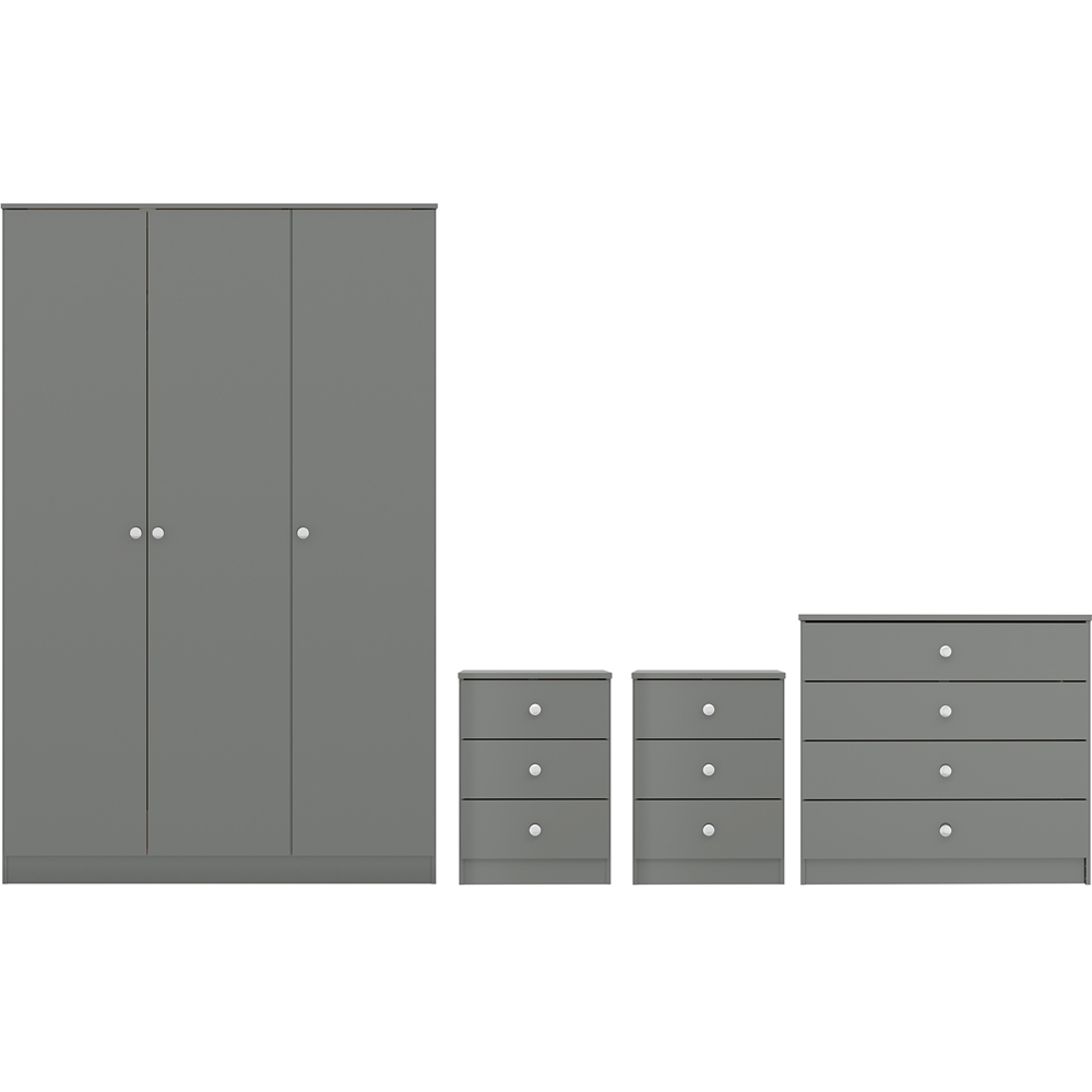 Seconique Denver 3 Door Wardrobe Grey Gloss Bedroom Furniture Set Image 2