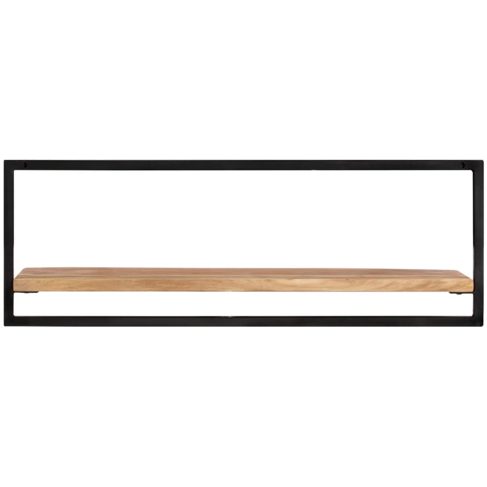 vidaXL 100 x 24 x 35cm Set of 2 Solid Wood Acacia and Steel Wall Shelf Image 1