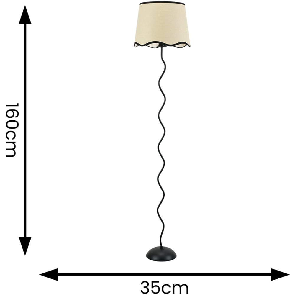 ValueLights Wiggle Scallop Black Edge Shade Black Metal LED Floor Lamp Image 6