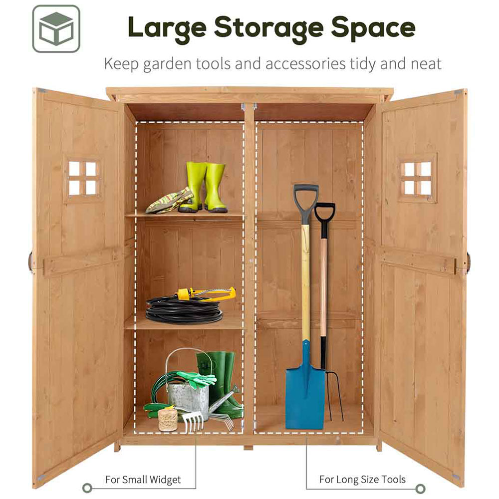 Outsunny 4.8 x 1.6ft Natural Double Door Tool Shed Image 5