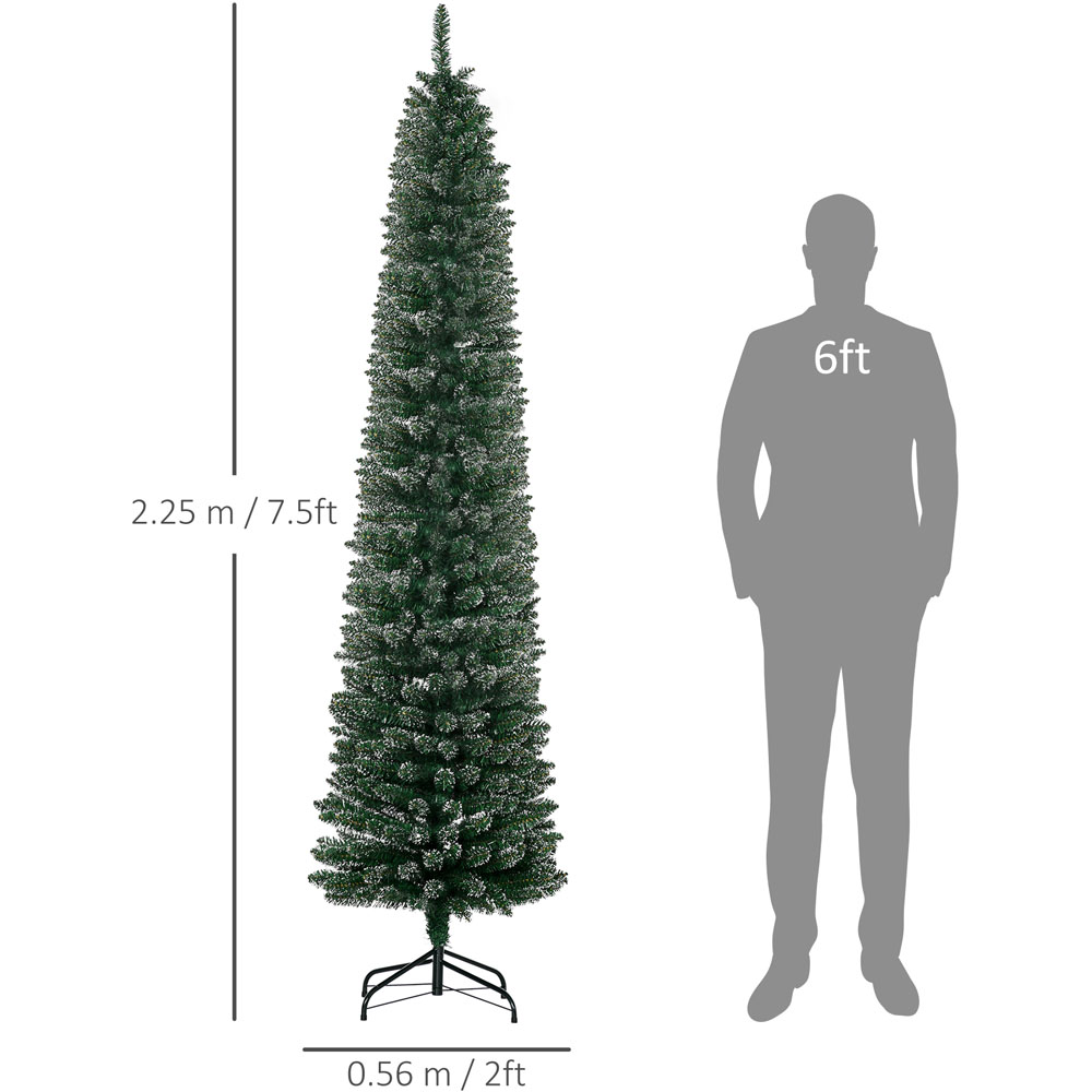 Everglow Snow Dipped Green Artificial Christmas Pencil Tree 7.5ft Image 7