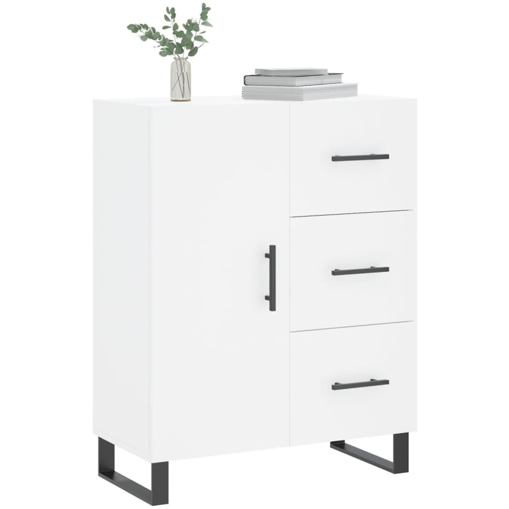 vidaXL Single Door 3 Drawer White Sideboard Image 3