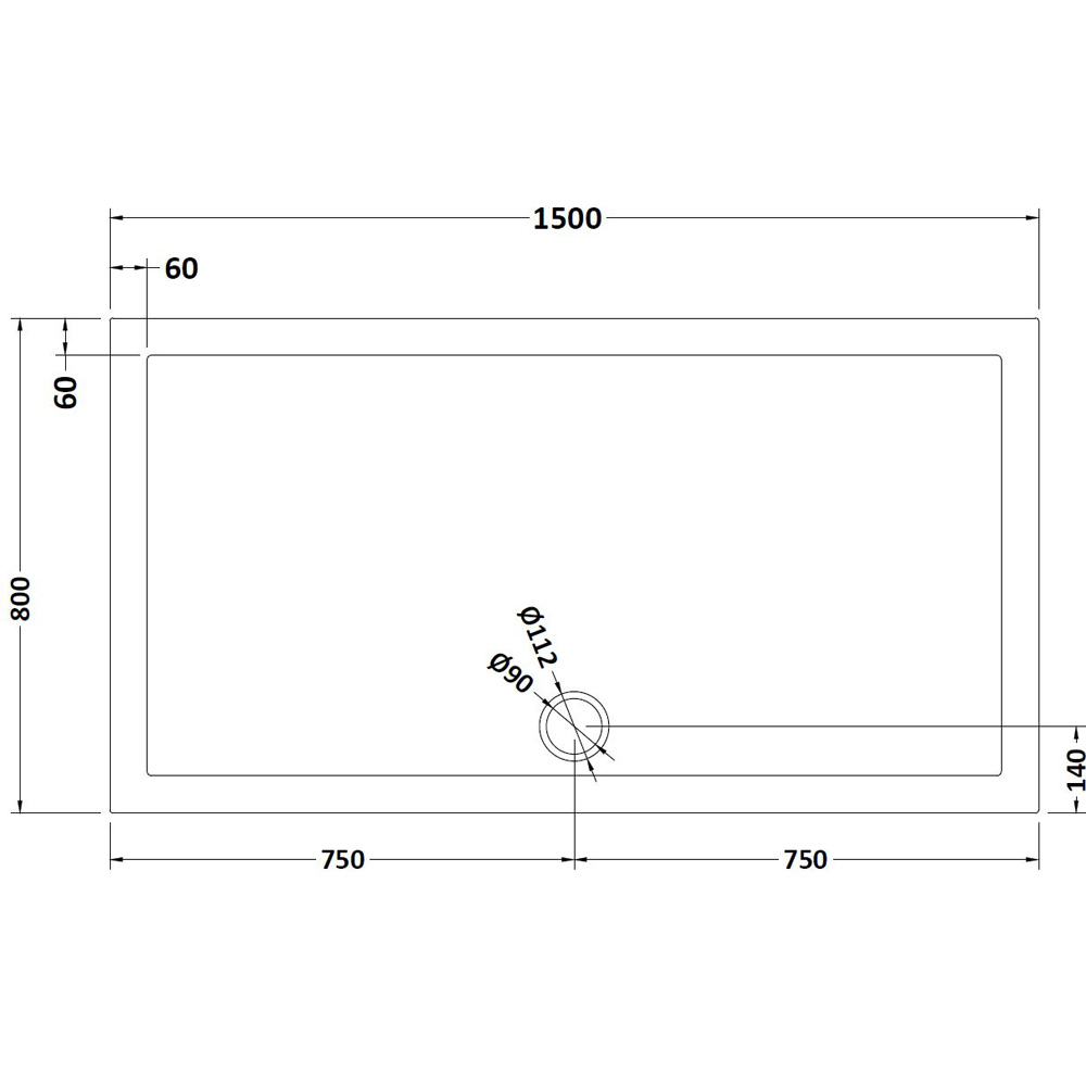 nuie Slate Grey Rectangular Shower Tray 1500 x 800mm Image 2