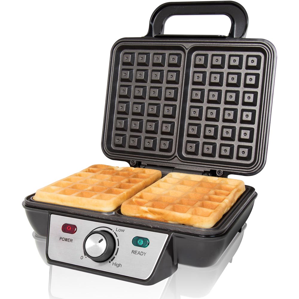 Quest Black and Silver 2 Slice Waffle Maker 1000W Image 3