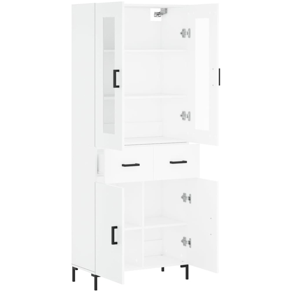 vidaXL 4 Door 2 Drawer White Highboard with Metal Legs Image 4