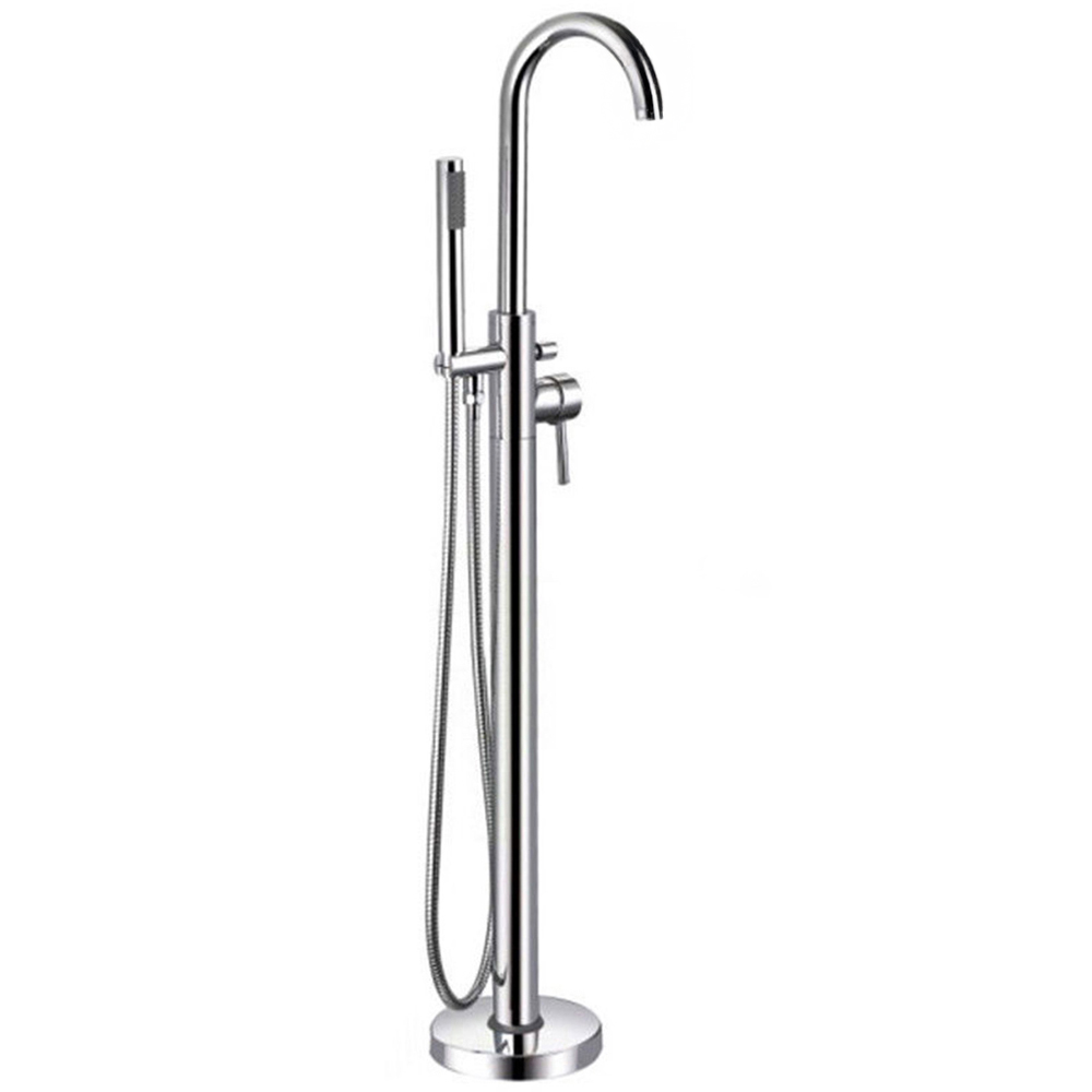Nes Home Rosette Modern Chrome Round Freestanding Bath Shower Mixer Tap Image 1