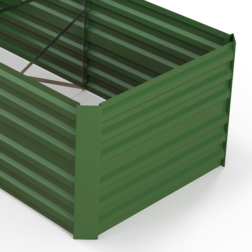 Outsunny Green Galvanised Steel Outdoor Raised Garden Bed with Reinforced Rods Image 3
