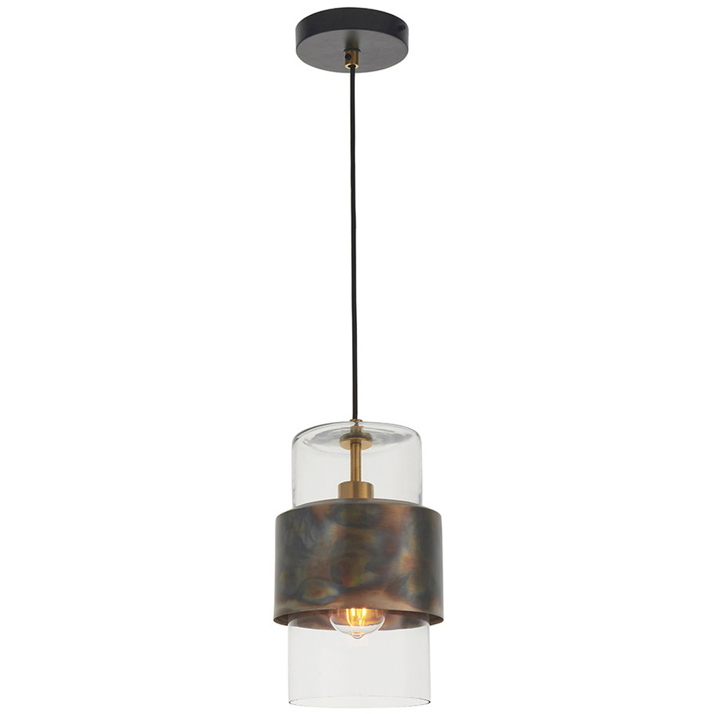 Merano Palermo Bronze Patina and Clear Glass Pendant Ceiling Light Image 1