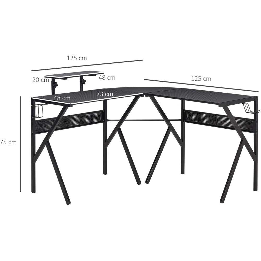 Portland L-Shaped Gaming Desk with Monitor Stand Black Image 7