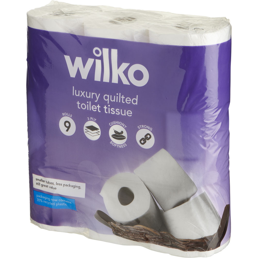 Wilko Luxury Quilted Toilet Tissue 9 Rolls 3 Ply     Image 2
