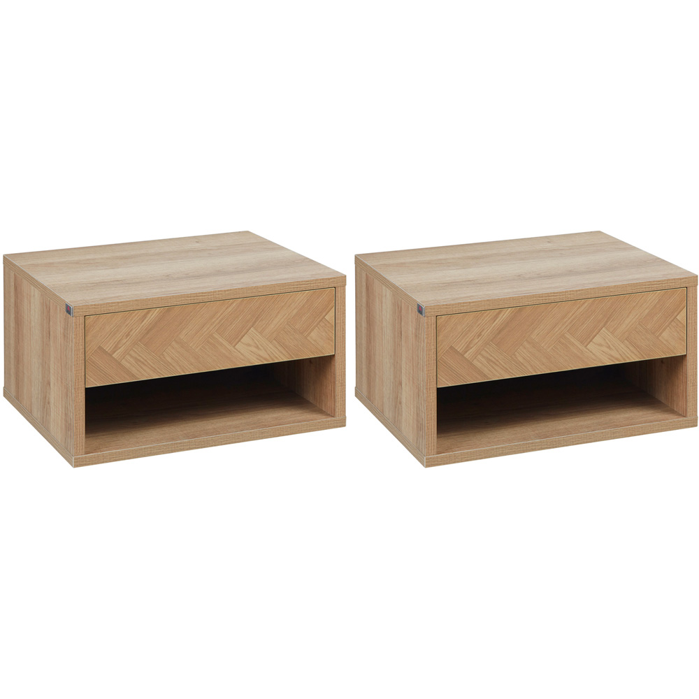 Portland Natural Wall Mounted Bedside Table Set of 2 Image 2