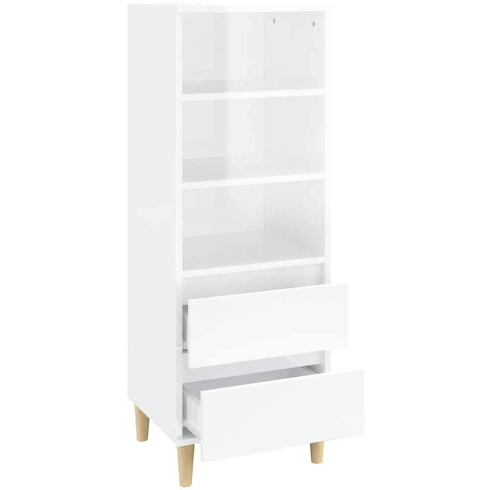 vidaXL 2 Drawer 3 Open Shelf White Highboard with Wooden Legs Image 4