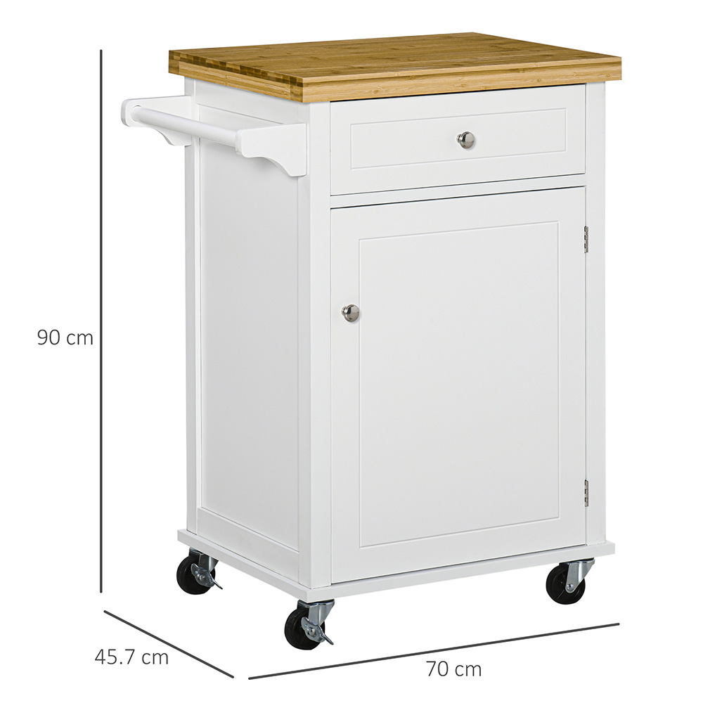 Portland Single Drawer 2 Shelf White Kitchen Cart Image 3