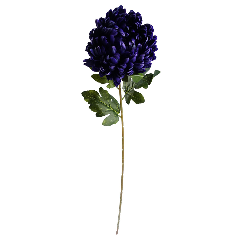 Leaf Purple Chrysanthemum Artificial Flower Bundle with Glass Vase 80cm 13 Pack Image 4